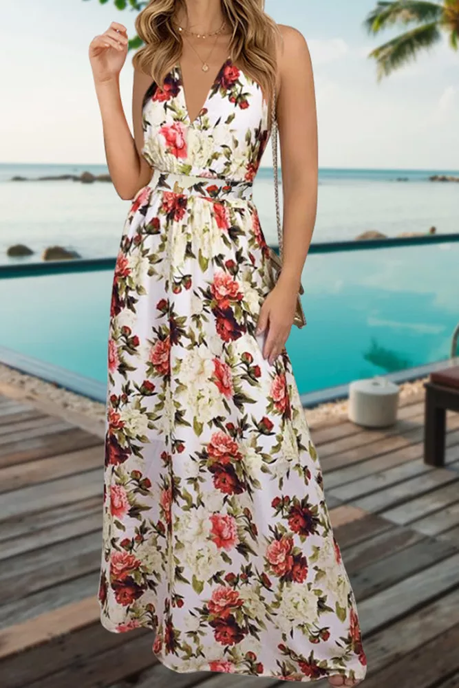 Tempio Floral Maxi Dress (White) M