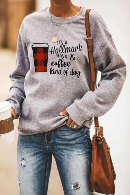 Hallmark and Coffee Sweatshirt - La Bella Fashion Boutique