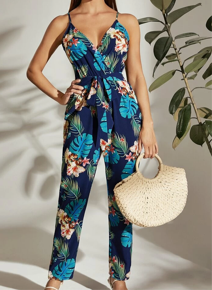 Colonnata Tropical Jumpsuit (Blue) - La Bella Fashion Boutique Online Fashion Boutique online boutique