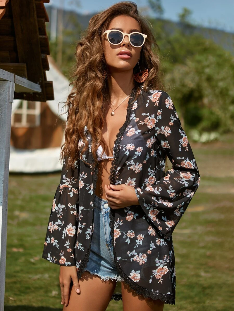 Lioni Floral Lace Kimono - La Bella Fashion Boutique Online Fashion Boutique online boutique dresses tank tops