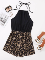 Leopard Halter Romper