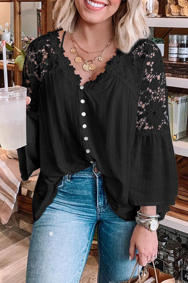 Cuneo Lace Shoulder (Black) - La Bella Fashion Boutique