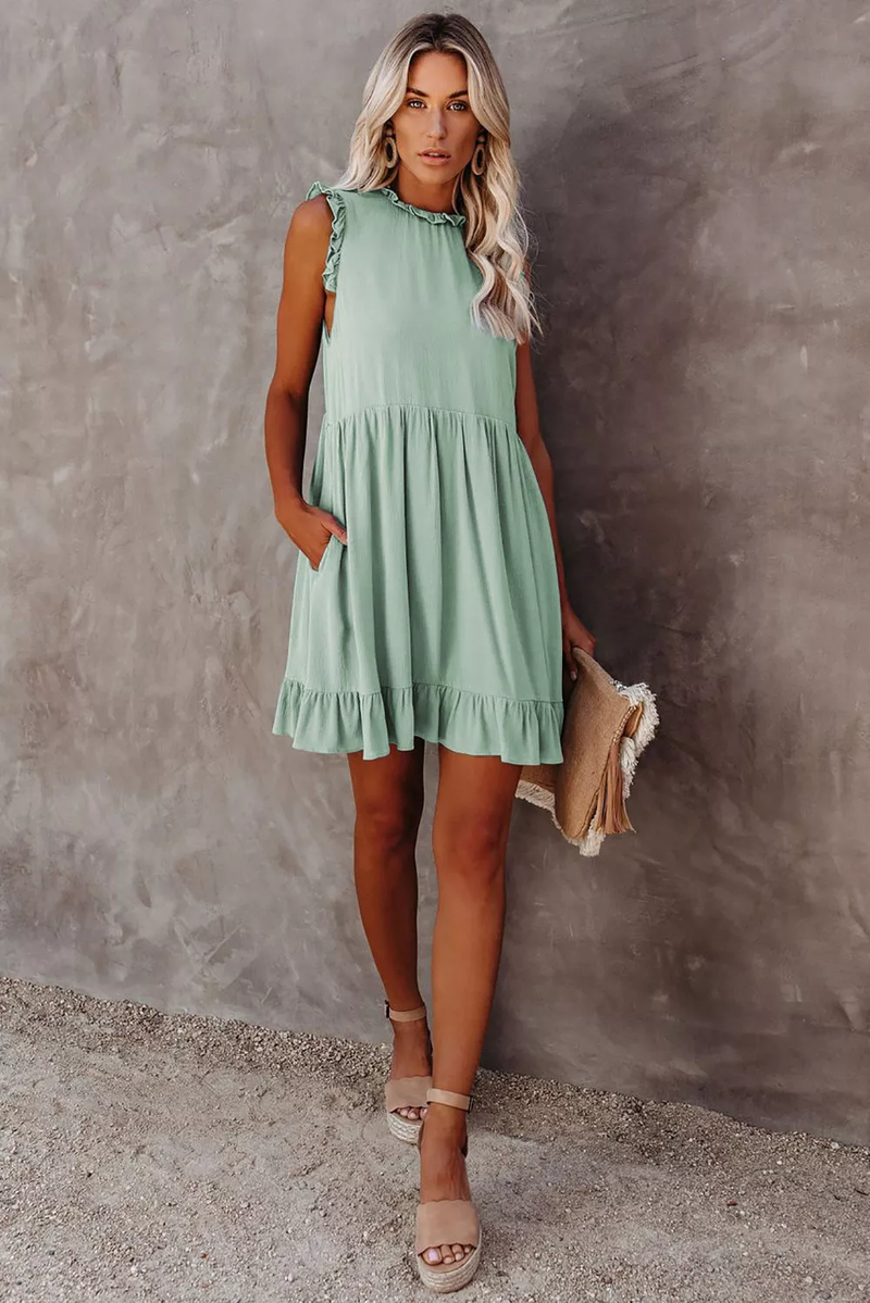 Rimasco Ruffle Dress (Green) - La Bella Fashion Boutique