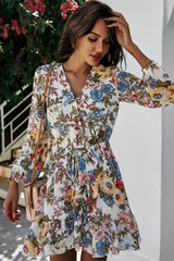 Aurano Chiffon Floral Dress (White) - La Bella Fashion Boutique