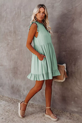 Rimasco Ruffle Dress (Green) - La Bella Fashion Boutique