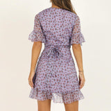Ruffle Floral Chiffon Wrap Dress - La Bella Fashion Boutique