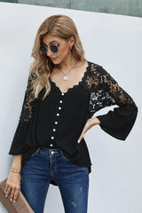 Cuneo Lace Shoulder (Black) - La Bella Fashion Boutique