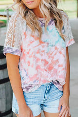 Tie Dye Lace T-Shirt - La Bella Fashion Boutique