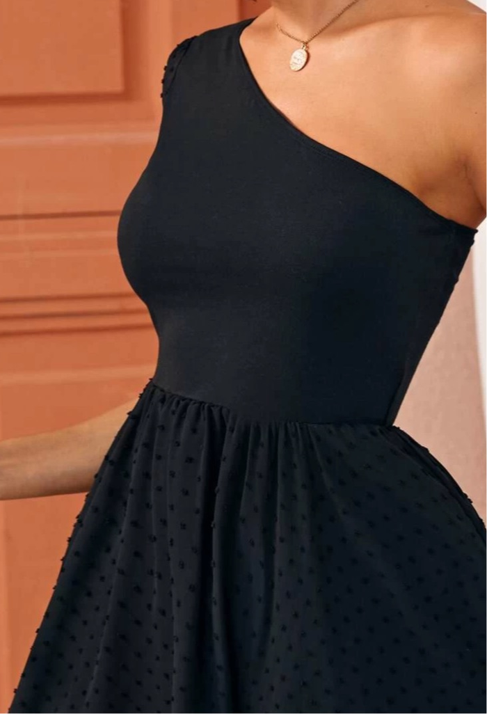 dakota formal one shoulder swiss dot dress Dakota Formal One-Shoulder Swiss Dot Dress