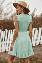 Rimasco Ruffle Dress (Green) - La Bella Fashion Boutique Online Fashion Boutique online boutique dresses tank tops